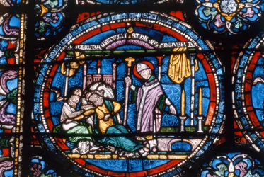 Szene aus dem Leben von St. Thomas a Becket, Fenster der Trinity Chapel, ca. 1220